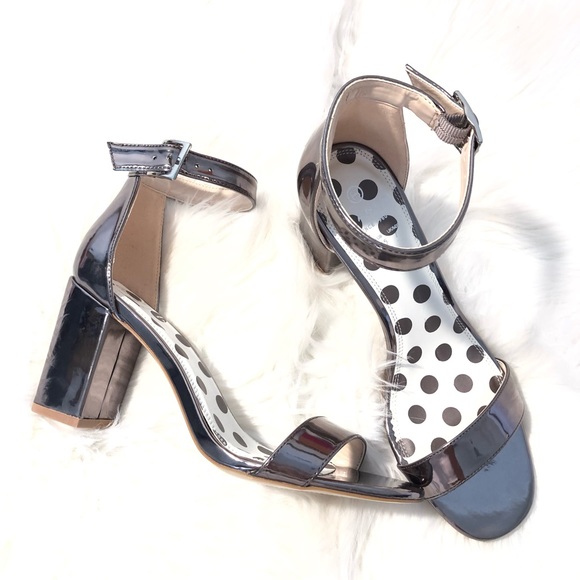 Blanco Shoes - Gunmetal/Silver Ankle Strap Block Heels